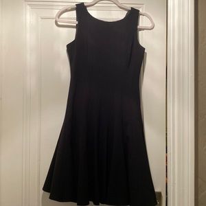 Calvin Klein Black Pleated Flare Sheath Dress